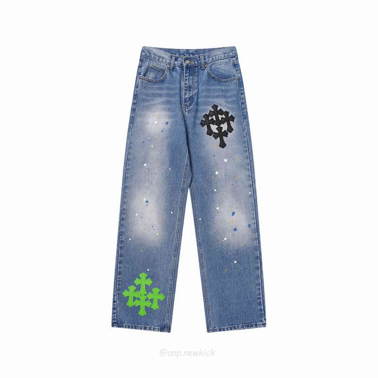 Chrome Hearts Blue Speckle Jeans Cross (2) - newkick.app